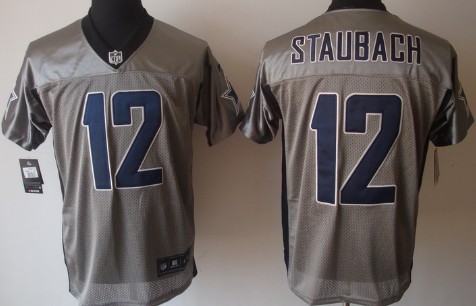 Mens Nike NFL Elite Jersey Dallas Cowboys #12 Roger Staubach Gray Stitched