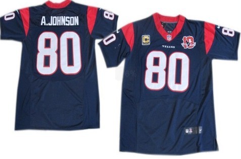 Mens Nike NFL Elite Jersey Houston Texans #80 Andre Johnson Blue with C Patch