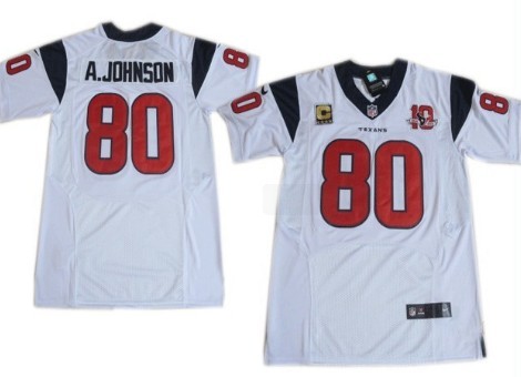 Mens Nike NFL Elite Jersey Houston Texans #80 Andre Johnson White with C Patch
