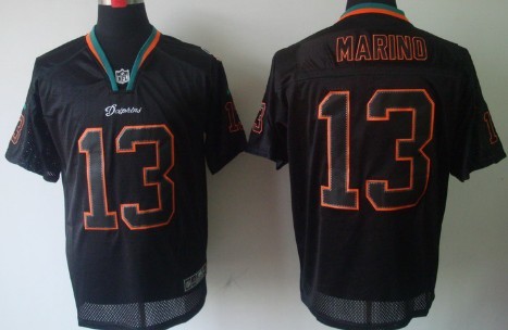 Mens Nike NFL Elite Jersey Miami Dolphins #13 Dan Marino Lights Out Black