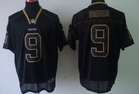 Mens Nike NFL Elite Jersey New Orleans Saints #9 Drew Brees Lights Out Black