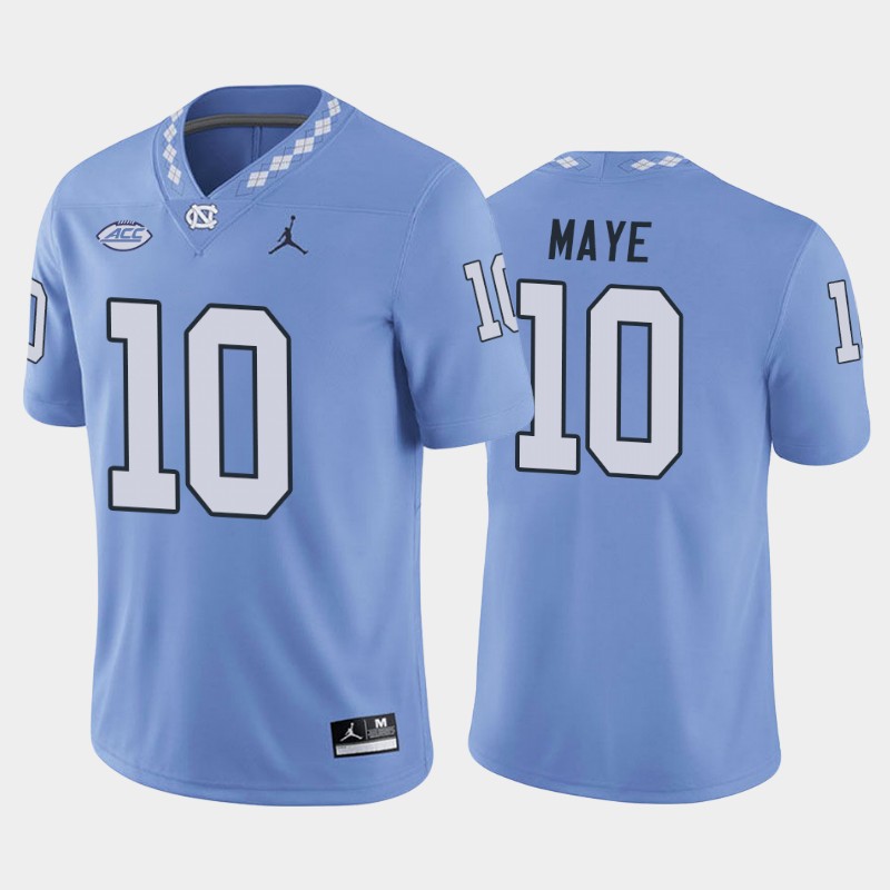 Mens North Carolina Tar Heels #10 Drake Maye Carolina Blue College Football Game Jersey