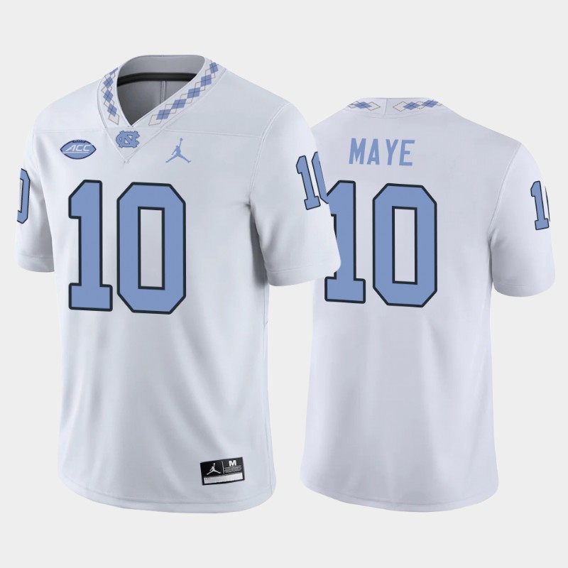Mens North Carolina Tar Heels #10 Drake Maye White College Football Game Jersey
