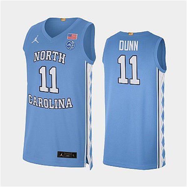 Mens North Carolina Tar Heels #11 D'Marco Dunn Carolina Blue College Baseketball Game Jersey