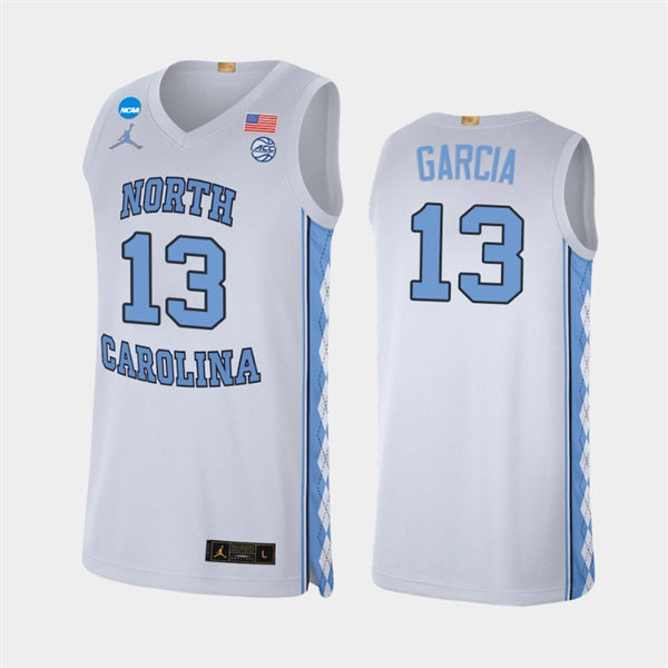 Mens North Carolina Tar Heels #13 Dawson Garcia White College Baseketball Game Jersey