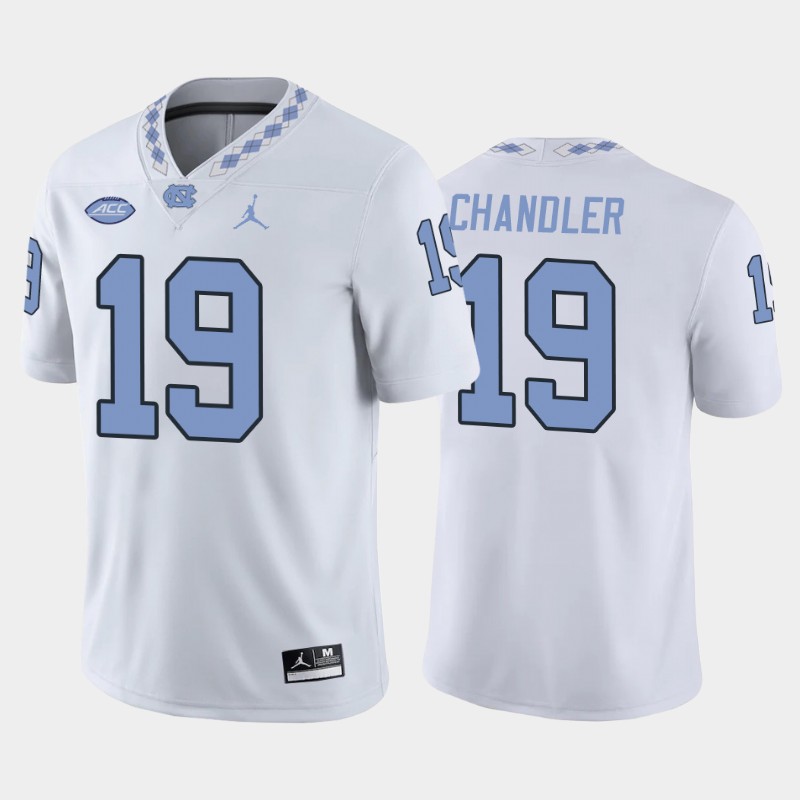 Mens North Carolina Tar Heels #19 Ty Chandler White College Football Game Jersey