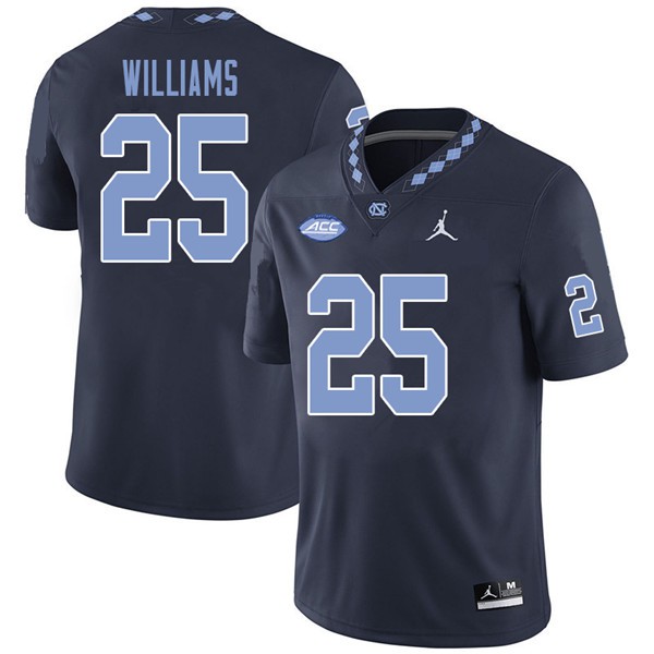 Mens North Carolina Tar Heels #25 Javonte Williams Navy Alternate College Football Jersey