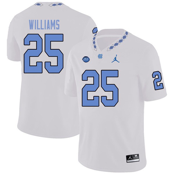 Mens North Carolina Tar Heels #25 Javonte Williams White College Football Game Jersey