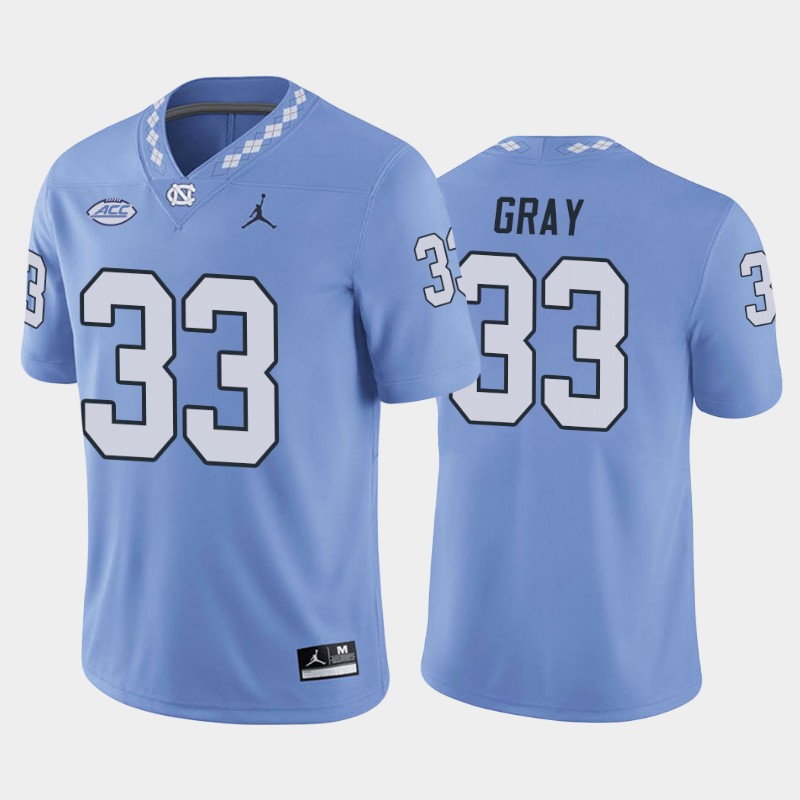 Mens North Carolina Tar Heels #33 Cedric Gray Carolina Blue College Football Game Jersey