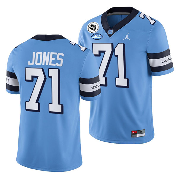 Mens North Carolina Tar Heels #71 Marcus Jones Royal Retro Untouchable College Football Jersey