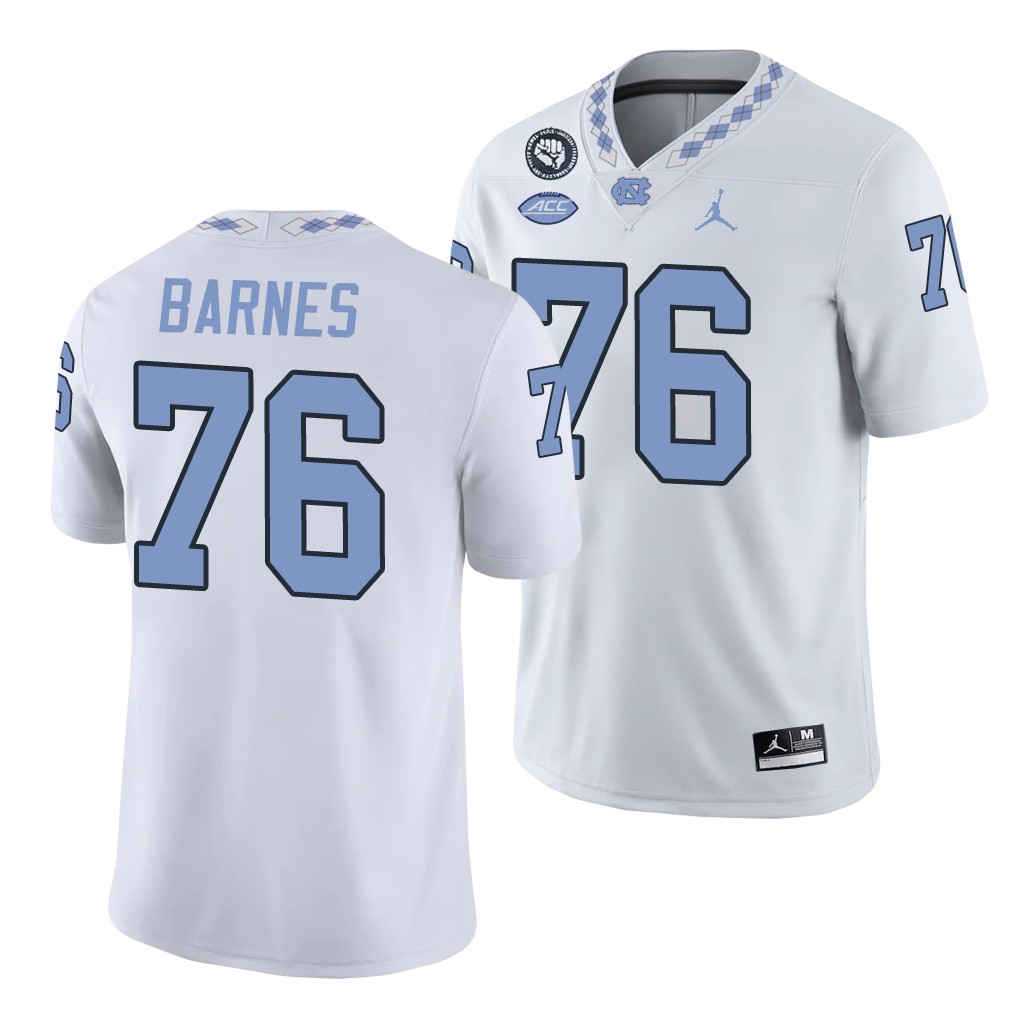 Mens North Carolina Tar Heels #76 William Barnes White College Football Game Jersey