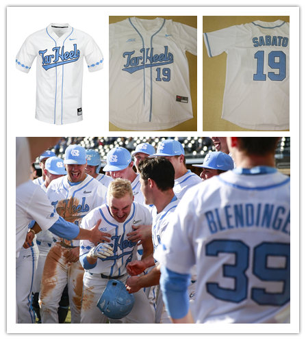 Mens North Carolina Tar Heels Custom Nike White With Strip Baseball Jersey
