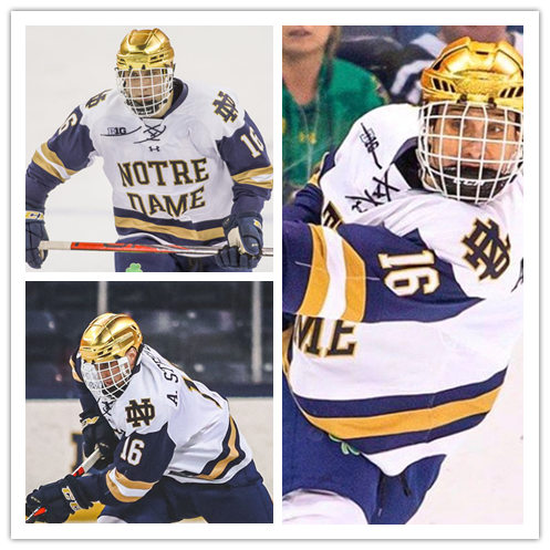 Mens Notre Dame Fighting Irish #16 Alex Steeves Under Armour White Notre Dame Hockey Game Jersey