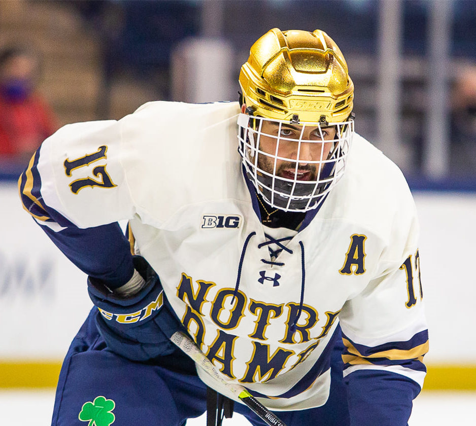 Mens Notre Dame Fighting Irish #17 Pierce Crawford 2018 White 50 Seasons Anniversary Under Armour Hockey Jersey