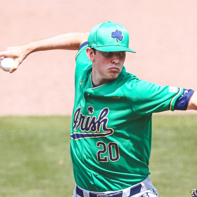 Mens Notre Dame Fighting Irish #20 Tanner Kohlhepp Under Armour Green College Baseball Game Jersey 