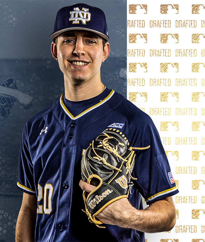 Mens Notre Dame Fighting Irish #20 Tanner Kohlhepp Under Armour Navy ND College Baseball Game Jersey