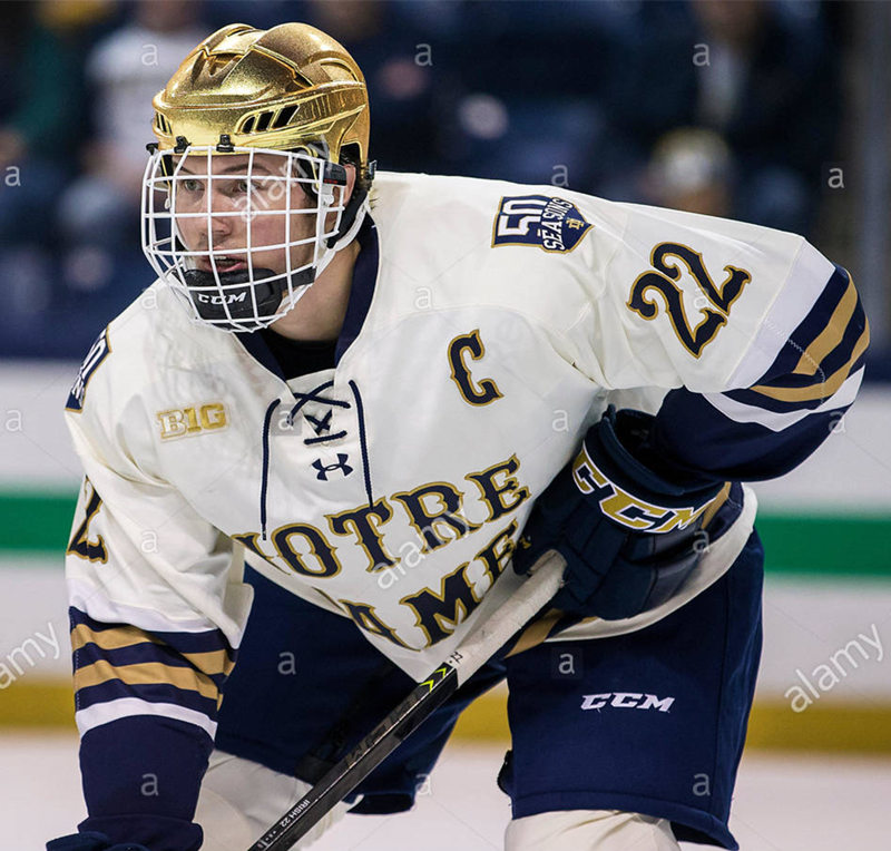 Mens Notre Dame Fighting Irish #22 Andrew Peeke 2018 White 50 Seasons Anniversary Under Armour Hockey Jersey