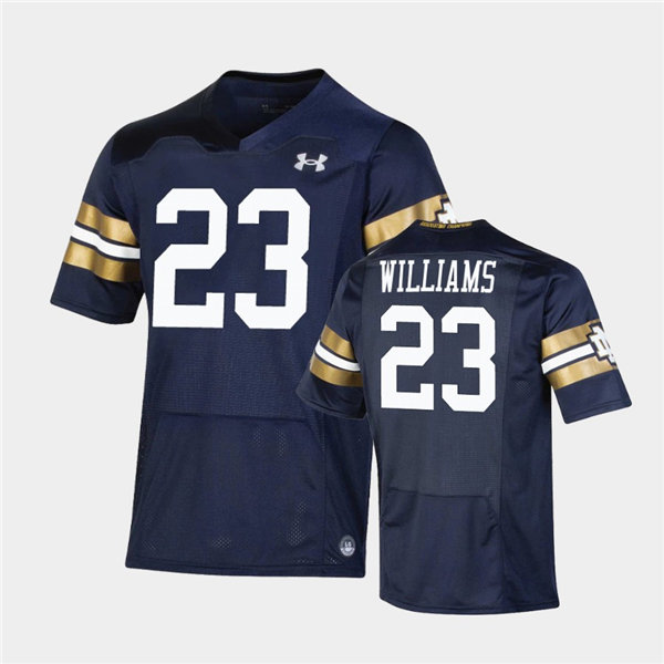 Mens Notre Dame Fighting Irish #23 Kyren Williams Under Armour Navy 2021 Shamrock Series Game Jersey