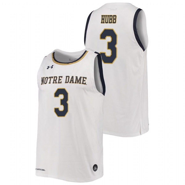 Mens Notre Dame Fighting Irish #3 Prentiss Hubb Under Armour White College Basketball Jersey