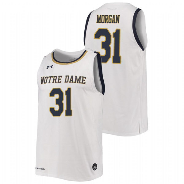 Mens Notre Dame Fighting Irish #31 Elijah Morgan Under Armour White College Basketball Jersey