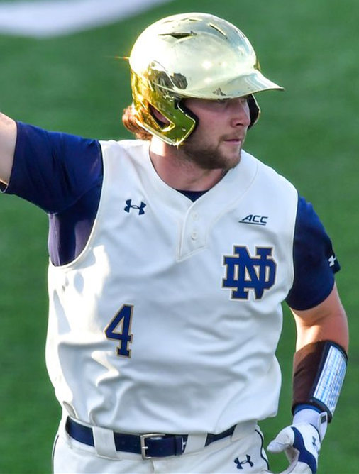 Mens Notre Dame Fighting Irish #4 Carter Putz Under Armour Cream Vest College Baseball Game Jersey