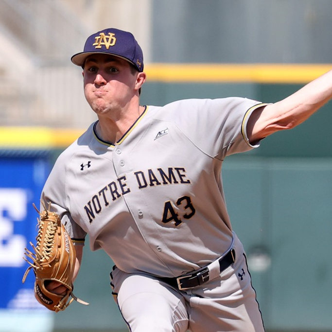 Mens Notre Dame Fighting Irish #43 Will Mercer Under Armour Grey College Baseball Game Jersey