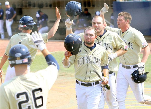 Mens Notre Dame Fighting Irish Custom Carl Yastrzemski Trey Mancini Cavan Biggio Brandon Bielak AJ Pollock Adidas Gold 