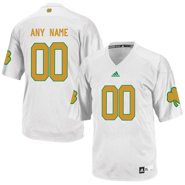 Mens Notre Dame Fighting Irish Custom Joe Montana Mike McGlinchey Rudy Ruettiger Manti Te'o Adidas White Green Football Jers