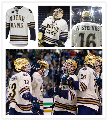 Mens Notre Dame Fighting Irish Custom Riley Sheahan Kyle Palmieri Andrew Peeke Stephen Johns 2018 White 50TH Anniversary Under 