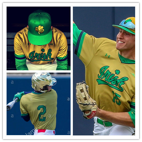 Mens Notre Dame Fighting Irish Custom Will Mercer Joe Sheridan Liam Simon Gold Pullover Under Armour Baseball Jersey