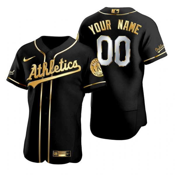 Mens Oakland Athletics Custom Andrew Chafin Lou Trivino Chad Pinder Bert Campaneris Scott Hatteberg Nike Black Golden Edition