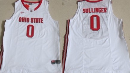 Mens Ohio State Buckeyes #0 Jared Sullinger Nike White Red Neck Basketball Jersey