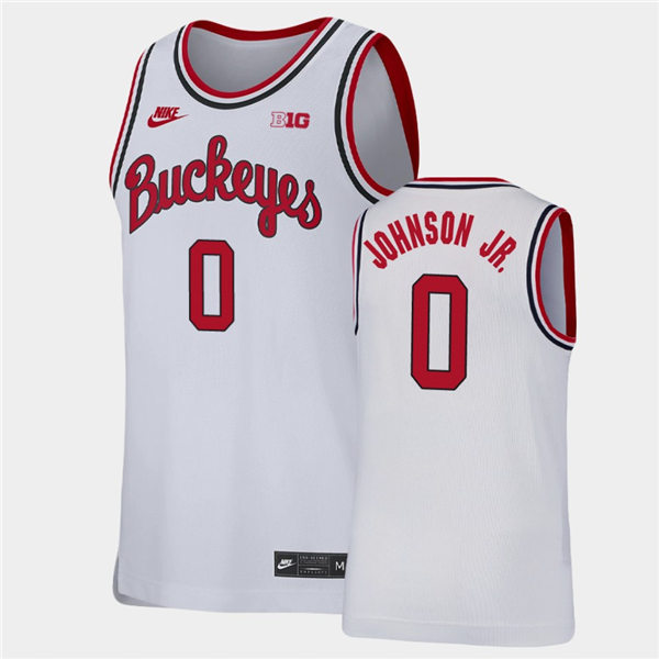 Mens Ohio State Buckeyes #0 Meechie Johnson Jr. Nike White Turning Back The Clocks 1980'S RETRO Basketball Jersey