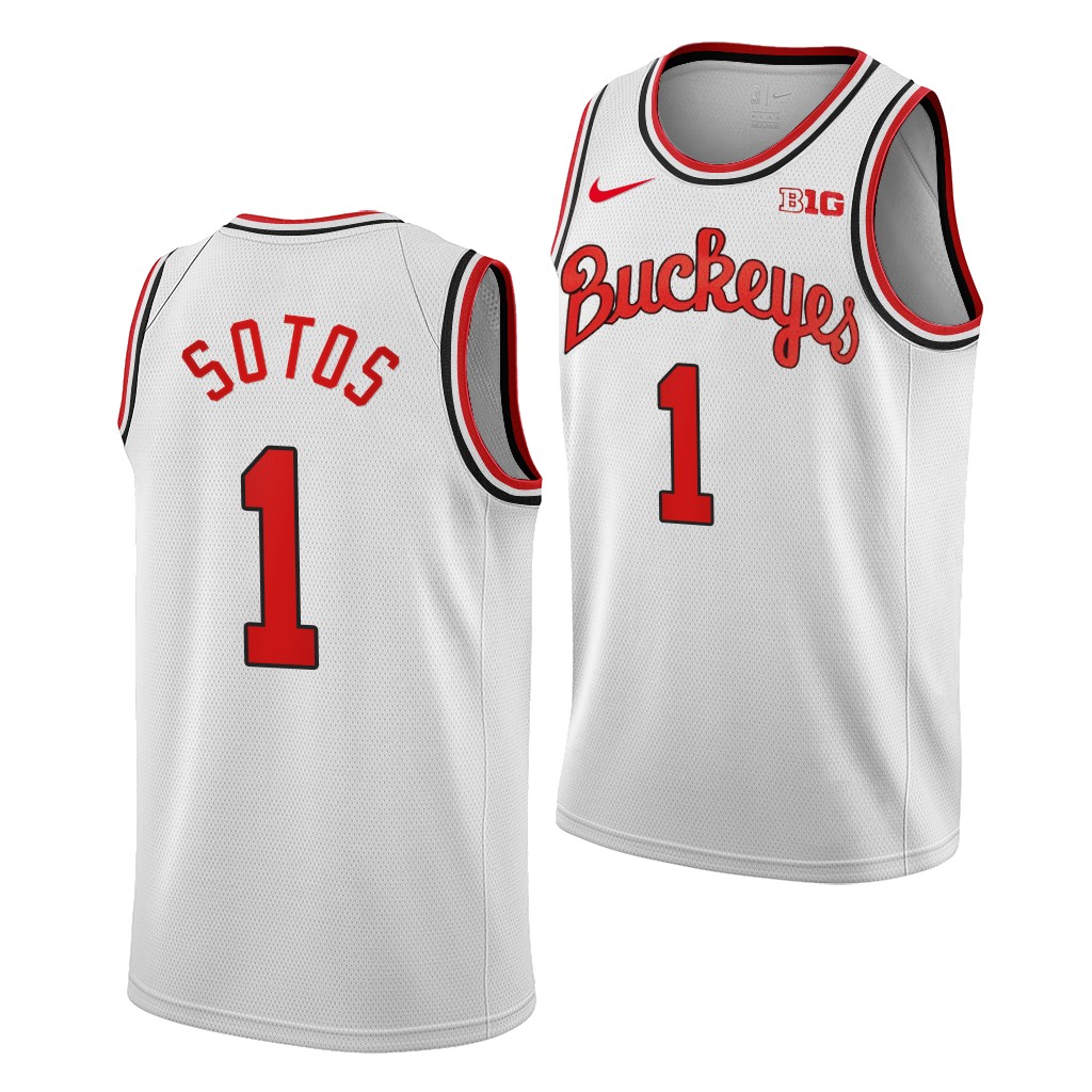 Mens Ohio State Buckeyes #1 Jimmy Sotos Nike White Turning Back The Clocks 1980'S RETRO Basketball Jersey