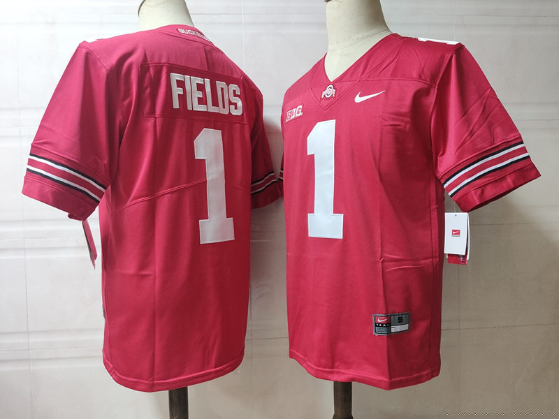 Mens Ohio State Buckeyes #1 Justin Fields Nike Red College Football Jersey 