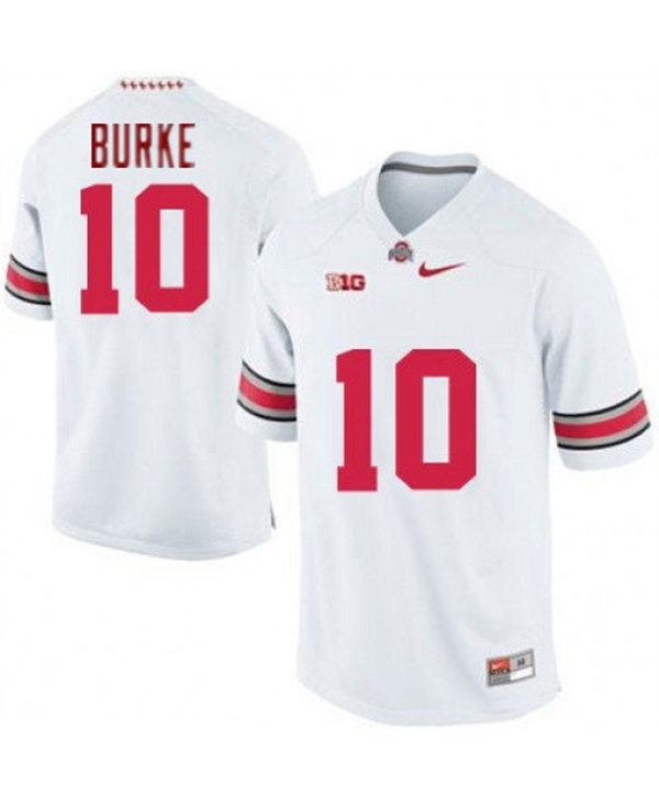 Mens Ohio State Buckeyes #10 Denzel Burke White College Football Game Jersey