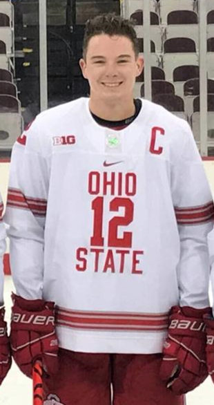Mens Ohio State Buckeyes #12 Austin Pooley Nike 2018 White Ohio State College Hockey Jersey 