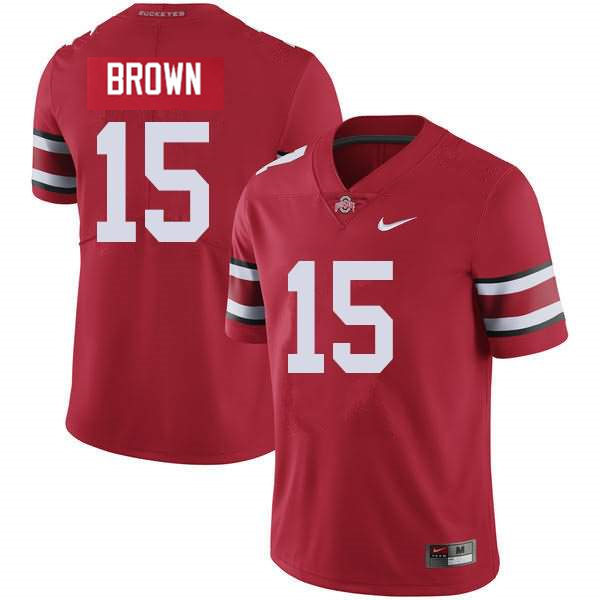 Mens Ohio State Buckeyes #15 Devin Brown Scarlet College Football Game Jersey(3)