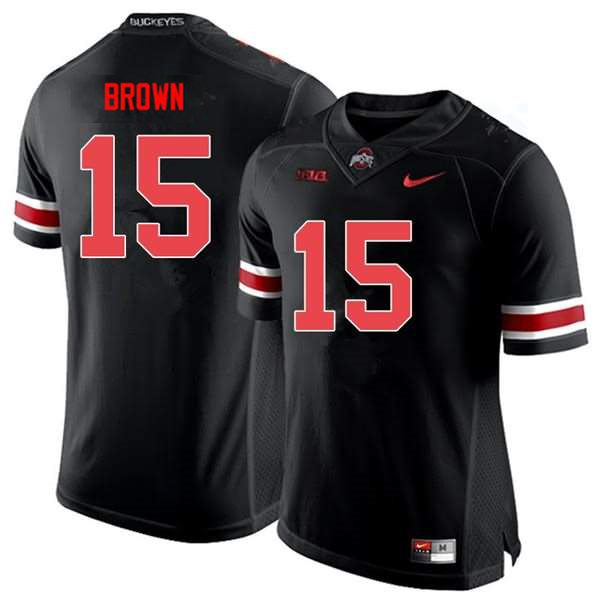 Mens Ohio State Buckeyes #15 Devin BrownBlackout College Football Game Jersey(4)