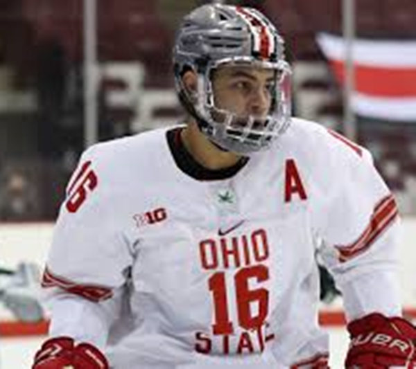 Mens Ohio State Buckeyes #16 Quinn Preston Nike 2018 White Ohio State College Hockey Jersey