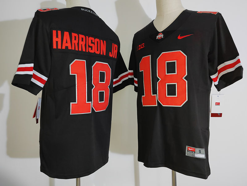 Mens Ohio State Buckeyes #18 Marvin Harrison Jr. Blackout College Football 2022 Rose Bowl Champions Jersey