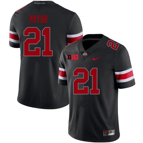 Mens Ohio State Buckeyes #21 Evan Pryor Nike Blackout College Football Game Jersey