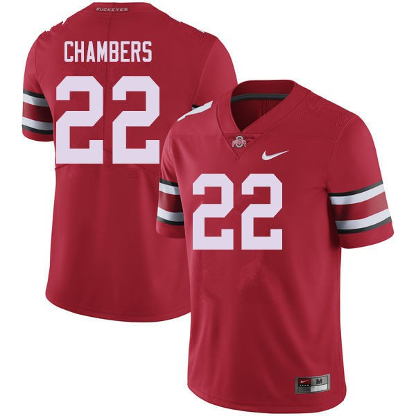 Mens Ohio State Buckeyes #22 Steele Chambers Scarlet College Football Game Jersey