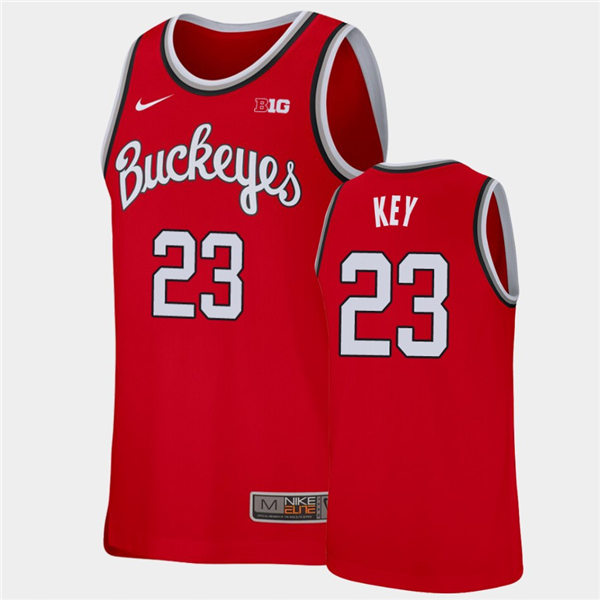 Mens Ohio State Buckeyes #23 Zed Key Nike Scarlet Nike 2020 Scarlet College Baketball Jersey