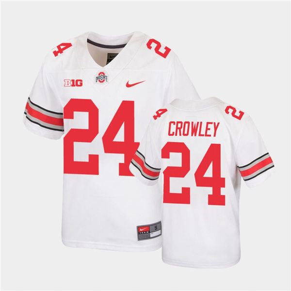 Mens Ohio State Buckeyes #24 Marcus Crowley Nike White College Football Game Jersey