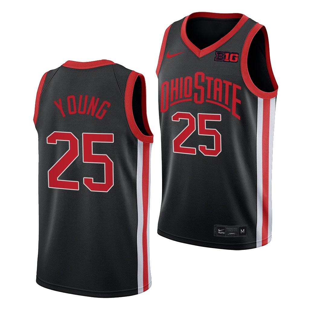 Mens Ohio State Buckeyes #25 Kyle Young Nike 2021 Black Retro Basketball Jersey