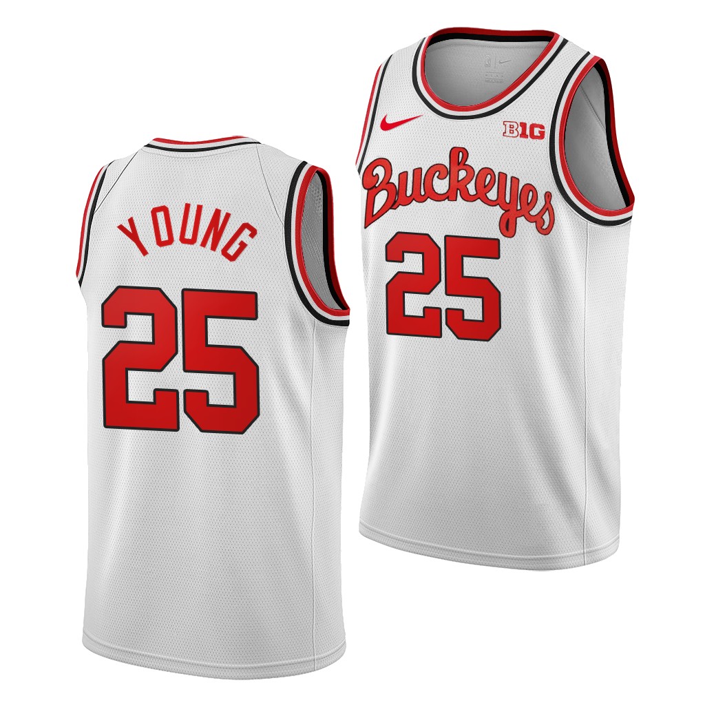 Mens Ohio State Buckeyes #25 Kyle Young Nike White Turning Back The Clocks 1980'S RETRO Basketball Jersey