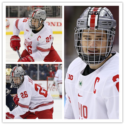 Mens Ohio State Buckeyes #26 Mason Jobst Nike 2018 White Ohio State College Hockey Jersey