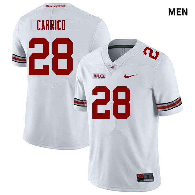 Mens Ohio State Buckeyes #28 Reid Carrico White College Football Game Jersey(2)