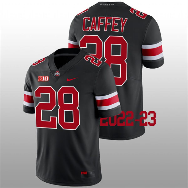 Mens Ohio State Buckeyes #28 TC Caffey Blackout College Football Game Jersey